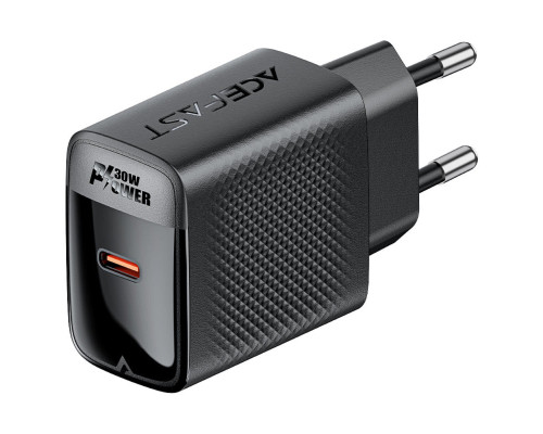 Мережевий зарядний пристрій ACEFAST A102 PD30W GaN single USB-C charger (EU) Black (6974316283287)