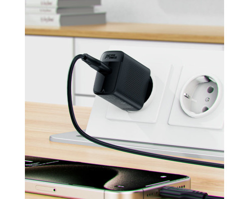 Мережевий зарядний пристрій ACEFAST A82 PD20W GaN single USB-C charger set (P5) (EU) Black (6974316280057)