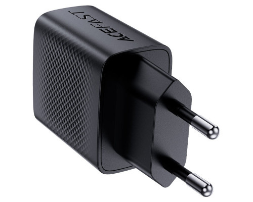 Мережевий зарядний пристрій ACEFAST A82 PD20W GaN single USB-C charger set (P5) (EU) Black (6974316280057)