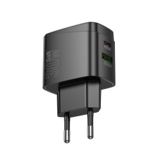 Мережевий зарядний пристрій HOCO CS61A Bright PD30W+QC3.0 charger (EU) Black (6942007638425)