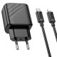 Мережевий зарядний пристрій HOCO CS23A Sunlight dual-port PD30W+QC3.0 charger set (C to iP)(EU) Black (6942007609951)