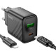 Мережевий зарядний пристрій HOCO CS23A Sunlight dual-port PD30W+QC3.0 charger set (C to iP)(EU) Black (6942007609951)