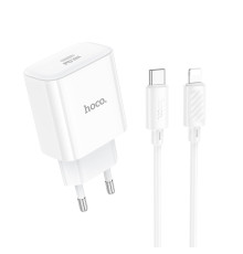Мережевий зарядний пристрій HOCO C76A Pro Majestic single port PD30W charger set (C to iP)(EU) White (6942007616317)