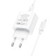 Мережевий зарядний пристрій HOCO C76A Pro Majestic single port PD30W charger set (C to iP)(EU) White (6942007616317)