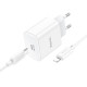 Мережевий зарядний пристрій HOCO C76A Pro Majestic single port PD30W charger set (C to iP)(EU) White (6942007616317)