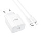 Мережевий зарядний пристрій HOCO C76A Pro Majestic single port PD30W charger set (C to iP)(EU) White (6942007616317)