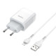 Мережевий зарядний пристрій HOCO C73A Glorious dual port charger set (iP)(EU) White (6931474713056)