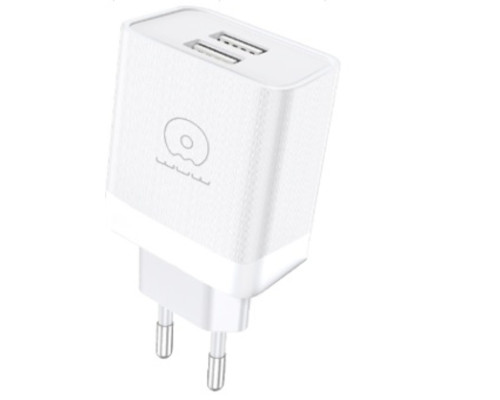 Мережевий зарядний пристрій WUW-C222 2.4A Charger USB C + USB C white (C222)