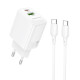 Мережевий зарядний пристрій BOROFONE BN29 Fuente PD30W+QC3.0 charger set (C to C) (EU) White (6941991120343)