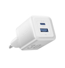 Мережевий зарядний пристрій Vention 2-Port USB (C + A) GaN Charger (30W/30W) EU-Plug White (FEQW0-EU)