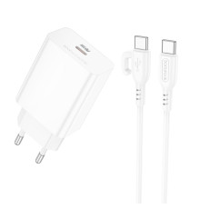 Мережевий зарядний пристрій з кабелем BOROFONE BA21A Pro Long journey single port PD20W charger set(C to C) White (6941991111426)