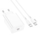 Мережевий зарядний пристрій з кабелем BOROFONE BA21A Pro Long journey single port PD20W charger set(C to C) White (6941991111426)