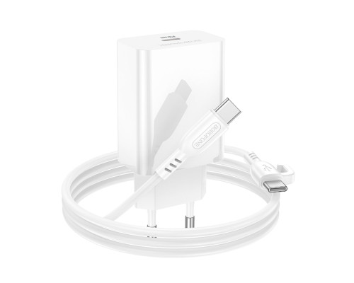 Мережевий зарядний пристрій з кабелем BOROFONE BA21A Pro Long journey single port PD20W charger set(C to C) White (6941991111426)