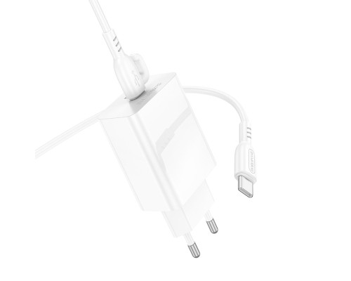 Мережевий зарядний пристрій з кабелем BOROFONE BA21A Pro Long journey single port PD20W charger set(C to C) White (6941991111426)