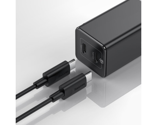 Мережевий зарядний пристрій Baseus GaN2 Q.Charger C+C 45W With Mini Cable Type-C toType-C 60W Black (CCGAN-M01)