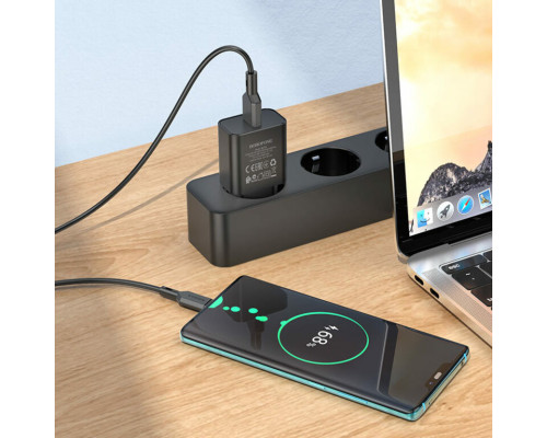 Мережевий зарядний пристрій BOROFONE BA72A Spring single port QC3.0 charger set(Type-C) 18W Black (BA72ACB)