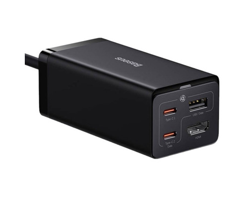 Мережевий зарядний пристрій Baseus GaN5 Pro Desktop Fast Charger 1U+2C+HDMI 67W with 1.5m power cord EU Black (CCGP110201)