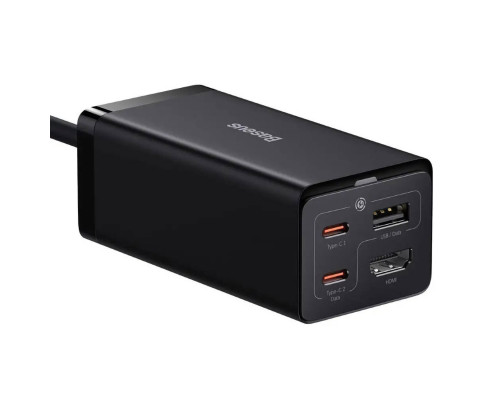 Мережевий зарядний пристрій Baseus GaN5 Pro Desktop Fast Charger 1U+2C+HDMI 67W with 1.5m power cord EU Black (CCGP110201)