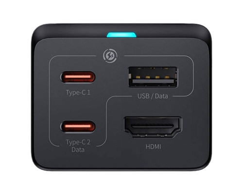 Мережевий зарядний пристрій Baseus GaN5 Pro Desktop Fast Charger 1U+2C+HDMI 67W with 1.5m power cord EU Black (CCGP110201)