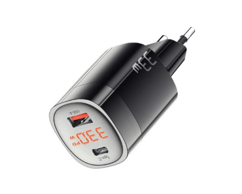 Мережевий зарядний пристрій Essager Lingyun 33W GaN Digital Display Travel Charger A+C EU black (ECTCA-LYB01-Z) (ECTCA-LYB01-Z)