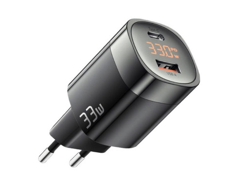 Мережевий зарядний пристрій Essager Lingyun 33W GaN Digital Display Travel Charger A+C EU black (ECTCA-LYB01-Z) (ECTCA-LYB01-Z)