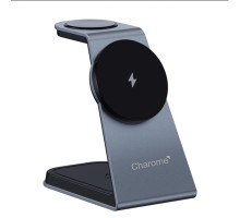 Бездротовий зарядний пристрій CHAROME H14 3-in-1 Wireless Charging Stand Silver (6974324910854 )