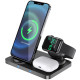 Бездротовий зарядний пристрій HOCO CW33 Ultra-Charge 3-in-1 vertical wireless fast charger Black (6931474746825)