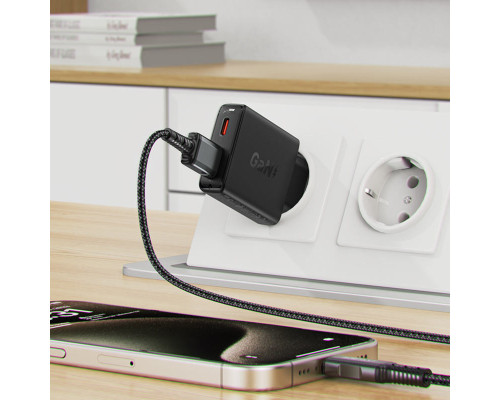 Мережевий зарядний пристрій ACEFAST A69 PD30W GaN (USB-A+USB-C) ultra-thin charger Black (6974316282709)