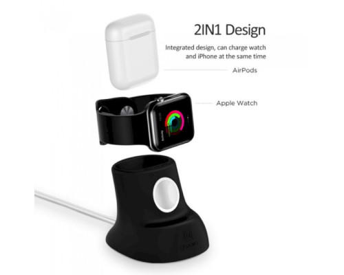 Бездротовий зарядний пристрій Usams US-ZJ051 2IN1 Silicon Charging Holder For Apple Watch And AirPods (ZJ51ZJ01)