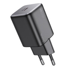 Мережевий зарядний пристрій HOCO N40 Mighty single port PD20W charger Black (6942007616966)