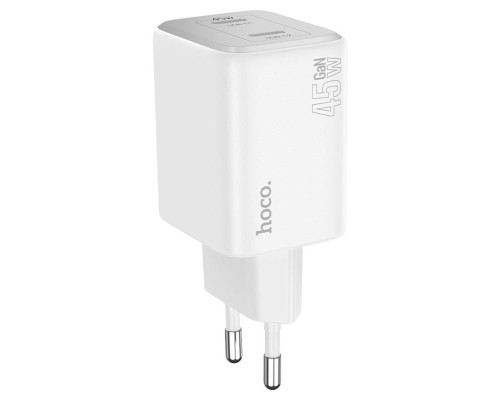 Мережевий зарядний пристрій HOCO N42 Elogiado dual-port PD45W(2C) charger set(C to iP) White (6942007617116)