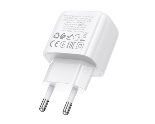 Мережевий зарядний пристрій BOROFONE BAS42A Potential single-port QC3.0 charger(EU) White (6941991113789)