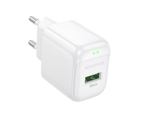 Мережевий зарядний пристрій BOROFONE BAS42A Potential single-port QC3.0 charger(EU) White (6941991113789)