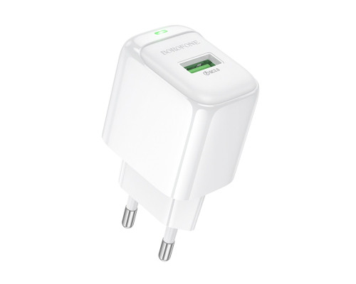 Мережевий зарядний пристрій BOROFONE BAS42A Potential single-port QC3.0 charger(EU) White (6941991113789)