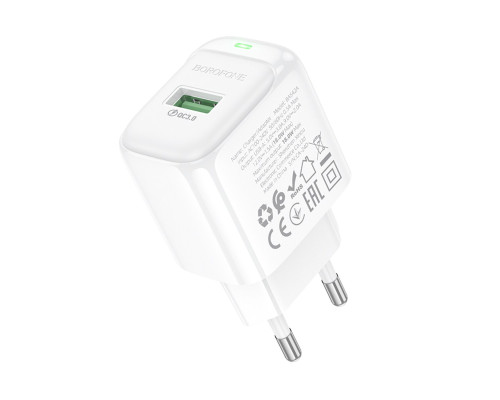 Мережевий зарядний пристрій BOROFONE BAS42A Potential single-port QC3.0 charger(EU) White (6941991113789)