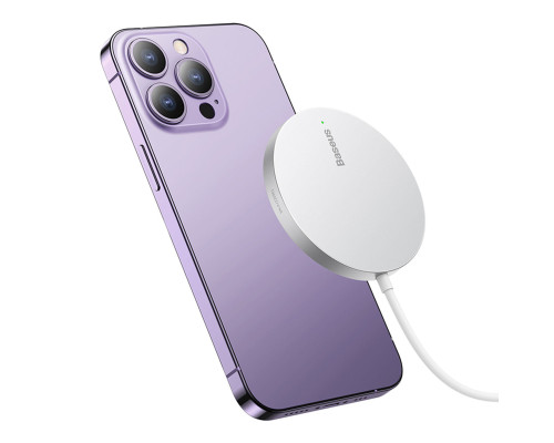 Бездротовий зарядний пристрій Baseus Simple Mini3 Magnetic Wireless Charger 15W Silver (CCJJ040012)