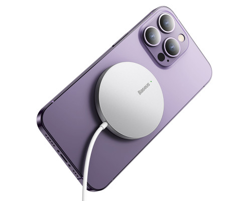 Бездротовий зарядний пристрій Baseus Simple Mini3 Magnetic Wireless Charger 15W Silver (CCJJ040012)