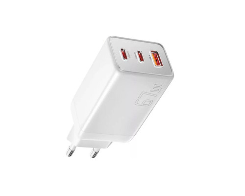 Зарядний пристрій ESSAGER ECT67W Gan 1USB 2T-C 67W white (ECT67W-LJB02-Z)