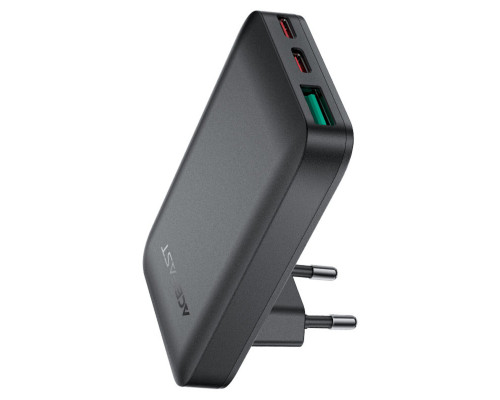 Мережевий зарядний пристрій ACEFAST A100 PD65W GaN 2C+A ultra-thin Charger Black (6974316283492)