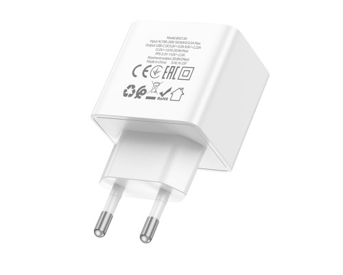 Мережевий зарядний пристрій BOROFONE BAS13A Erudite single port PD20W charger(EU) White (6941991104862)