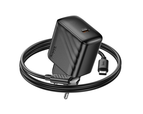 Мережевий зарядний пристрій HOCO CS24A Puerto single-port PD25W charger set (C to C)(EU) Black (6942007639774)