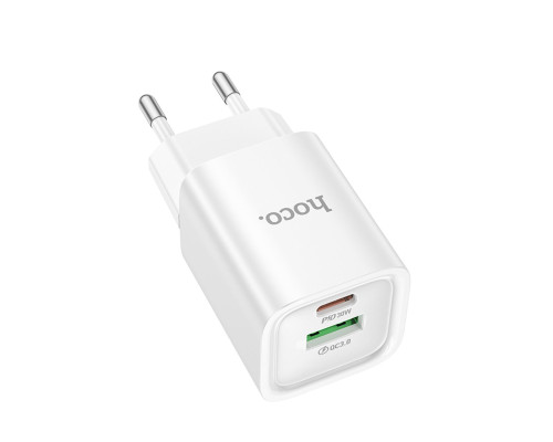 Мережевий зарядний пристрій HOCO C149A Charm PD30W+QC3.0 charger (EU) White (6942007630337)