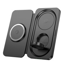 Бездротовий зарядний пристрій HOCO CQ13 Triumph 3-in-1 travel folding wireless fast charger Black (6942007635509)
