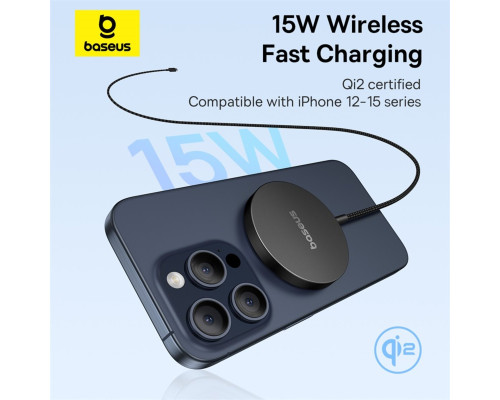 Бездротовий зарядний пристрій Baseus Simple Mini4 Air Magnetic Wireless Charger Qi2 15W Cluster Black (P10278200111-00)
