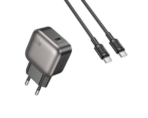 Мережевий зарядний пристрій BOROFONE BAS53A Absolute single-port PD20W charger set (C to C) (EU) Black (6941991116193)