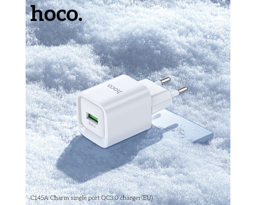 Мережевий зарядний пристрій HOCO C145A Charm single port QC3.0 charger (EU) White (6942007630214)