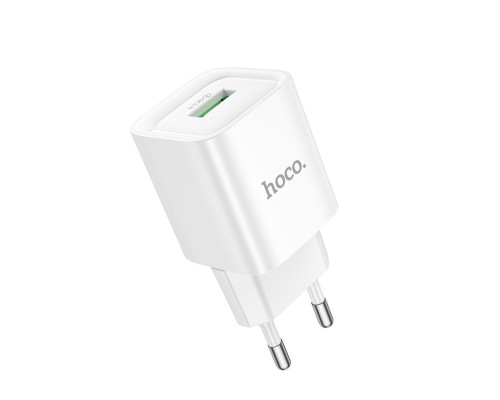 Мережевий зарядний пристрій HOCO C145A Charm single port QC3.0 charger (EU) White (6942007630214)