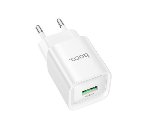 Мережевий зарядний пристрій HOCO C145A Charm single port QC3.0 charger (EU) White (6942007630214)