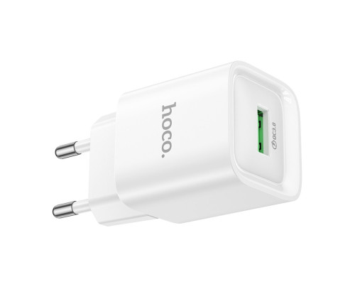 Мережевий зарядний пристрій HOCO C145A Charm single port QC3.0 charger (EU) White (6942007630214)