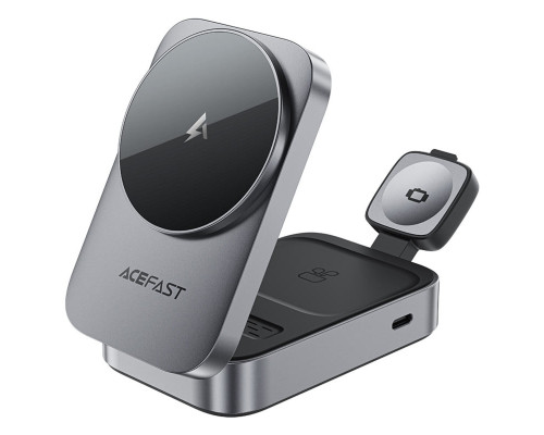 Бездротовий зарядний пристрій ACEFAST E22 Desktop 3-in-1 Wireless Charging holder Metal Gray (6974316284079)